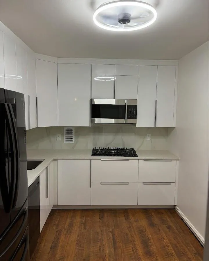 Renovated kitchen with quartz countertops in Falls